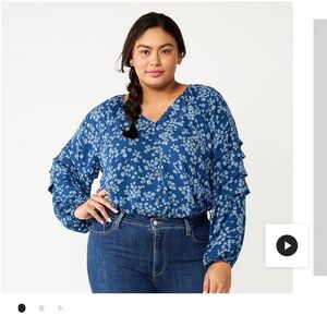 NWT Draper James Bodysuit Blue Floral Blouse